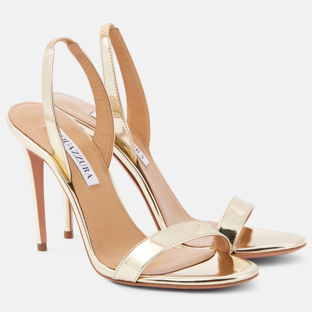 Aquazzura Metallic Gold Slingback Stiletto Sandals